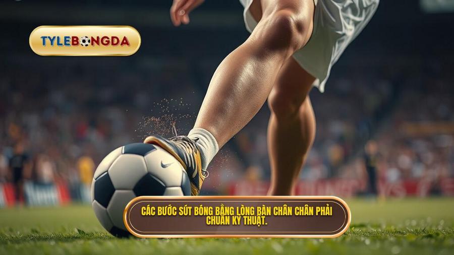 Các bước sút bóng bằng lòng bàn chân chân phải chuẩn kỹ thuật.